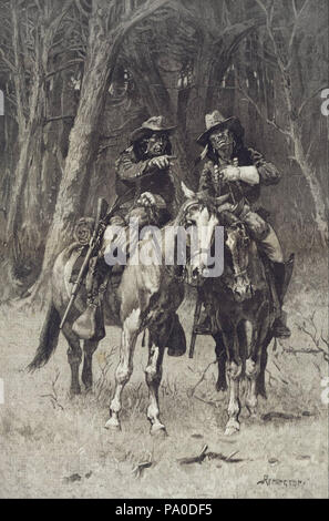 673 Frederic Remington - Cheyenne Scout pattugliano la grande legname del Nord canadese, Oklahoma - Foto Stock