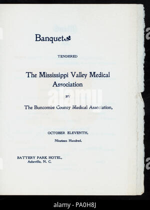 180 BANCHETTO PER IL MISSISSIPPI VALLEY MEDICAL ASSOCIATION (detenute da) BUNCOMBE COUNTY MEDICAL ASSOCIATION (a) "BATTERY PARK HOTEL di Asheville NC" (HOTEL;) (NYPL ADE-274868-4000011221) Foto Stock