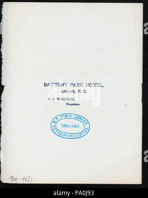 180 BANCHETTO PER IL MISSISSIPPI VALLEY MEDICAL ASSOCIATION (detenute da) BUNCOMBE COUNTY MEDICAL ASSOCIATION (a) "BATTERY PARK HOTEL di Asheville NC" (HOTEL;) (NYPL ADE-274868-4000011226) Foto Stock