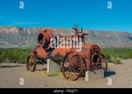 Coltivazione di cotone motore a vapore a Castolon storico quartiere del Parco nazionale di Big Bend in Texas Foto Stock