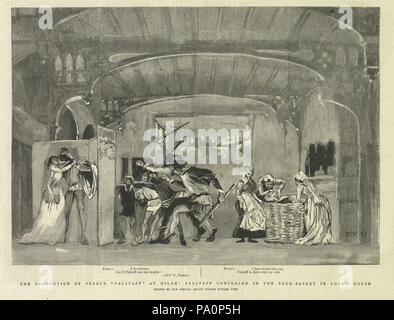 629 Ettore Tito - La produzione di Verdi le Falstaff a Milano - Falstaff nascosto nella Buck-Basket in Ford's House scansione originale Foto Stock