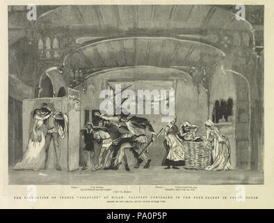 629 Ettore Tito - La produzione di Verdi le Falstaff a Milano - Falstaff nascosto nella Buck-Basket in Ford's House scansione originale Foto Stock