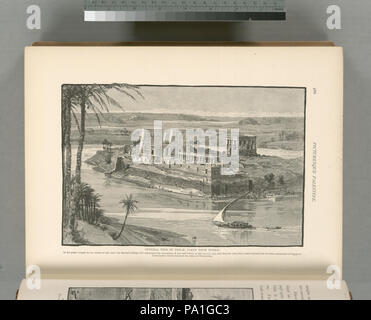 699 Vista generale di Philae, preso da Bibbeh. Nel grande tempio nel centro della vista del sacro collegio ancora celebrato i misteri di Iside e Osiride così tardi come A.D. 443, e quindi (NYPL b10607452-80864) Foto Stock