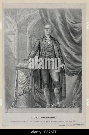 706 George Washington, tenendo il giuramento come primo presidente degli Stati Uniti d'America, Aprile 30th, 1789 LCCN2003666796 Foto Stock