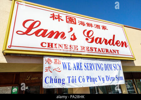 Orlando Florida,Chinatown,Lam's Garden Chinese,ristorante ristoranti ristorazione caffè bistrot,dim sum,esterno,insegna,lingua vietnamita Foto Stock