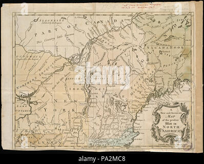 Una nuova e accurata mappa della presente guerra in Nord America Foto Stock