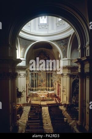 INTERIOR DE LA IGLESIA DE SANTA BARBARA CONSTRUIDA EN 1758 - Convento de las Salesas Reales. Autore: CARLIER FRANCISCO / MORADILLO FRANCISCO DE. Posizione: SALESAS REALES, Spagna. Foto Stock