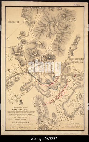 189 del campo di battaglia di fronte a Franklin, Tennessee dove gli Stati Uniti forze, consistente del quarto e il ventitreesimo Corps e la Cavalleria Corps M.D.M., tutti sotto il comando del Magg. Gen'l. J. M. Schofield, (5960839843) Foto Stock