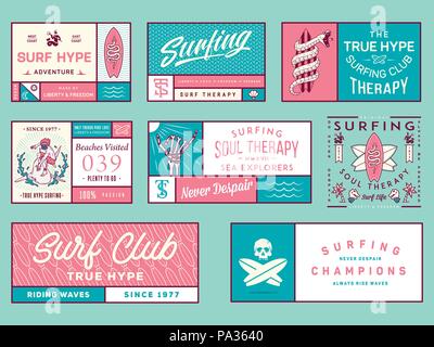 Colorate badge surf vol. 2 è una raccolta di vettore squadrato illustrazioni di badge pronto per qualsiasi utilizzo Illustrazione Vettoriale