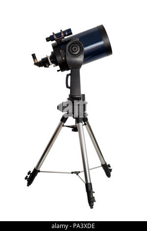 Il long range telescopio su un treppiede isolato su bianco backgrouns Foto Stock