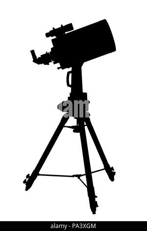 Il long range telescopio su un treppiede isolato su bianco backgrouns Foto Stock