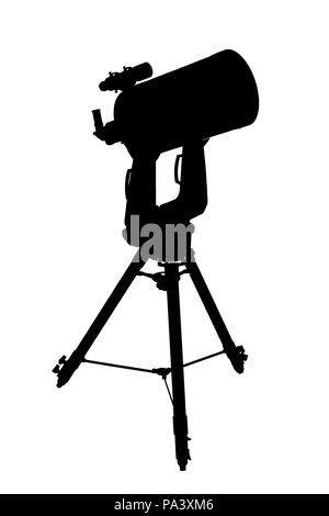 Il long range telescopio su un treppiede isolato su bianco backgrouns Foto Stock