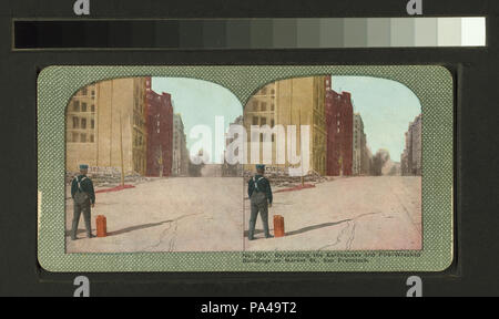 595 Dynamiting il terremoto e fuoco-edifici dissestati sul Market St., San Francisco (NYPL B11707375-G90F001 047F) Foto Stock