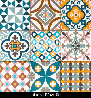 Colorate e piastrelle decorative pattern design patchwork Foto Stock