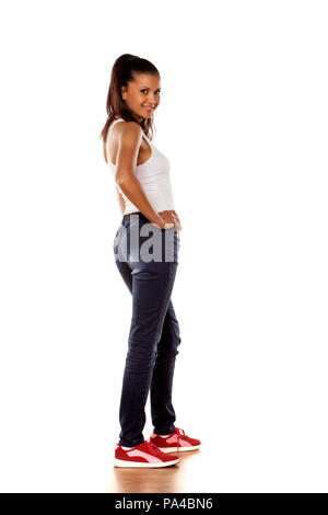 Giovani carino latina in jeans Foto Stock