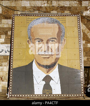 Hafez Al-Assad (1930-2000). Diciottesimo Presidente della Siria, dal 1971 al 2000. Pannello Proganda. Damasco. La Siria. Foto Stock