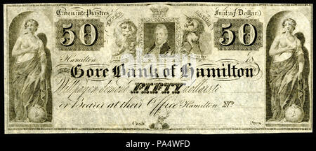 271 CAN-S1800-Le Gore Banca di Hamilton, UC-50 dollari (1800s) Foto Stock