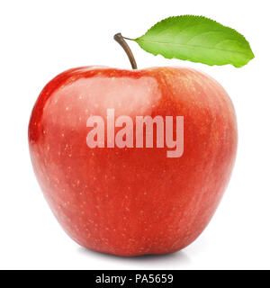 Rosso lucido succosa mela su sfondo bianco, isolata, foto di qualità elevata Foto Stock