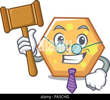 Giudice mascotte esagonale stile cartoon illustrazione vettoriale Illustrazione Vettoriale