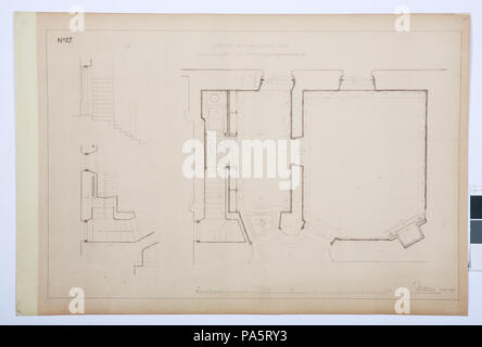 22 Arbetsritningar, fastigheten nr 4 Hamngatan. Kapp- och mottagningsrummen - Hallwylska museet - 105305 Foto Stock
