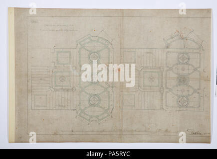 Inv.nr:LXIV:III:B.b.b.50. 22 Arbetsritningar, fastigheten nr 4 Hamngatan. Nedre och övre vestibulen - Hallwylska museet - 105308 Foto Stock