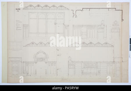 22 Arbetsritningar, fastigheten nr 4 Hamngatan. Inredning biljarden av - Hallwylska museet - 105312 Foto Stock
