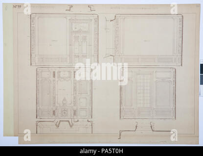 22 Arbetsritningar, fastigheten nr 4 Hamngatan. Inredning kabinettet av - Hallwylska museet - 105314 Foto Stock
