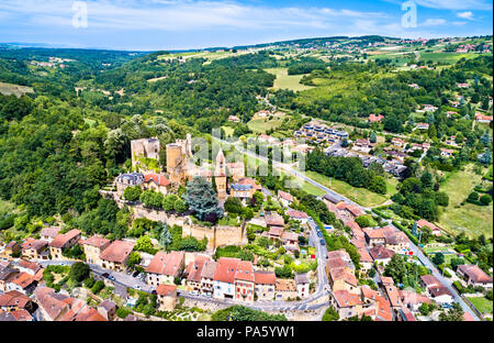 Il Chateau de Chatillon-d'Azergues, un castello medievale in Rodano dipartimento, Auvergne-Rhone-Alpes - Francia Foto Stock