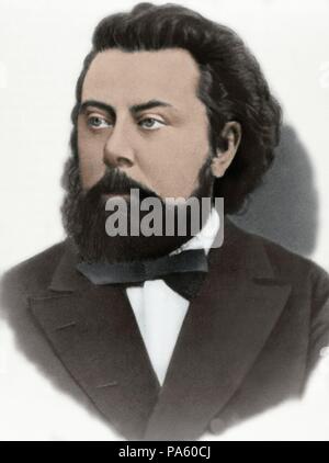 Modest MUSSORGSKY (1839-1881). Il compositore russo. Ritratto. La fotografia. Colorati. Foto Stock