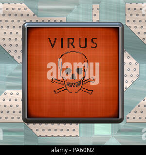 Una illustrazione di un avviso su un virus segno su un display Foto Stock