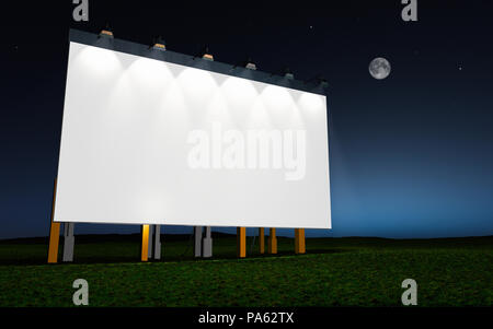 Illustrazione di una pubblicità di notte a parete Foto Stock