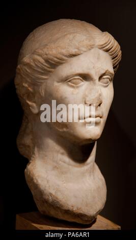 Romano busto femminile (Imperatore Augusto), 1° secolo a.c. nella Villa romana di Torre Llauder o può Llauder, Mataró, Barcellona, in Catalogna, Spagna. Museo: Museo de Mataró, Mataró, Barcellona, Cataluña, España. Foto Stock