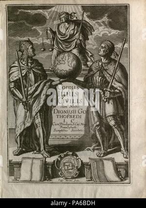 Justinianus Corpus Iuris Civilis (corpo del diritto civile). Frontespizio. Museo: Collezione privata. Foto Stock