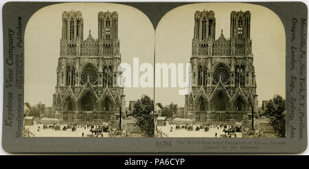 6 "Il mondo rinomata Cattedrale di Reims, Francia, rovinato dai tedeschi" Foto Stock