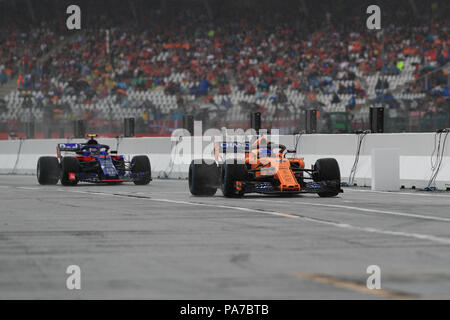 Circuito di Hockenheim, in Germania. 21 Luglio, 2018. Tedesco di Formula One Grand Prix, qualifica; McLaren, Fernando Alonso Credito: Azione Sport Plus/Alamy Live News Foto Stock