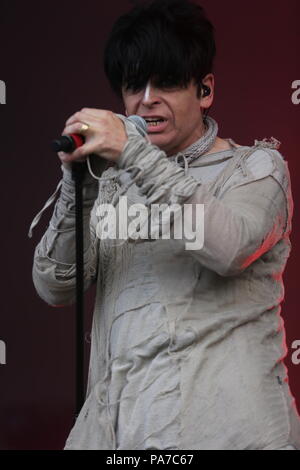 Jodrell Bank, Cheshire, Regno Unito. 21 Luglio, 2018. Gary Numan suona dal vivo sul palco Lovell presso la Bluedot Festival 2018. Credito: Simon Newbury/Alamy Live News Foto Stock