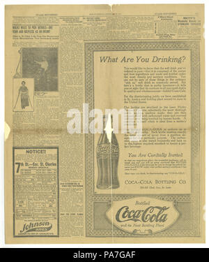 101 La pubblicità per la nuova Coca-Cola impianto di imbottigliamento, 1115-1117 Clark Ave., St. Louis, Missouri, 30 Settembre 1917 Foto Stock