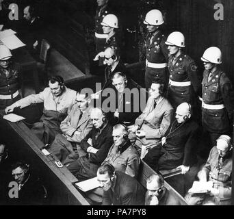 Gli imputati nel dock al processo di Norimberga. Museo: Membro centrale Museo Militare di Mosca. Foto Stock