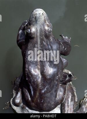 JARDIN-FUENTE DE LAS RANAS O DE LATONA DETALLE RANA. Posizione: Palacio Real-JARDINES, La Granja, SEGOVIA, SPAGNA. Foto Stock