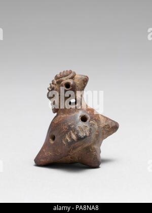 Pottery fischio. Cultura: Costa Rican. Dimensioni: L. 5 cm.; H. 4.1 cm.; W. 3.9 cm.; Wt. 24 g. Data: ca. 800-1500. Museo: Metropolitan Museum of Art di New York, Stati Uniti d'America. Foto Stock