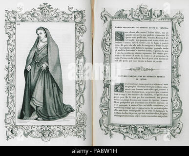 109 Habiti particolari di diverse donne di Veneto - Vecellio Cesare - 1860 Foto Stock