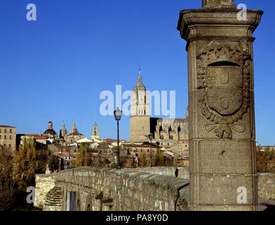 VISTA DE LA CIUDAD Y TORRE DE LA CATEDRAL desde el puente -. Posizione: esterno, Spagna. Foto Stock