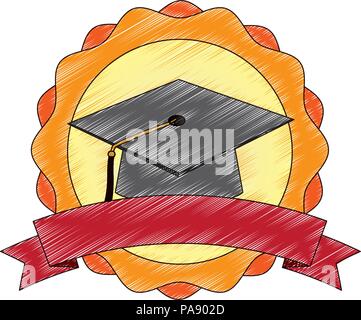 Hat graduazione emblema di tenuta Illustrazione Vettoriale