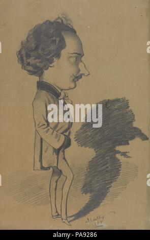 La caricatura di un uomo in piedi Artista: Hippolyte Mailly (Francese, 1829-1863). Dimensioni: foglio: 16 1/4 × 10 3/4 in. (41,3 × 27,3 cm). Data: 1857. Museo: Metropolitan Museum of Art di New York, Stati Uniti d'America. Foto Stock