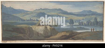 Paesaggio. Artista: Jan Frans Van Bloemen (fiammingo, Anversa 1662-1749 Roma). Dimensioni: 3 5/8 x 9 1/8 in. (9,2 x 23,2 cm). Data: tardo 17th-metà del XVIII secolo. Museo: Metropolitan Museum of Art di New York, Stati Uniti d'America. Foto Stock