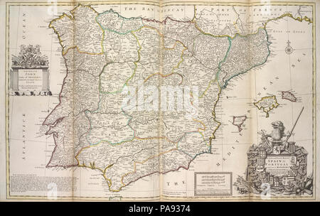 Un nuovo & mappa esatta della Spagna e del Portogallo, divisa nei regni e principati &c. .. Foto Stock