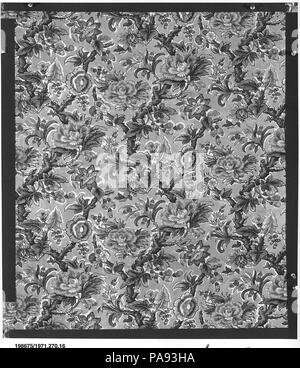 Pezzo. Cultura: British, Preston. Dimensioni: L. 42 x W. 26 pollici (larghezza completa) 106,7 x 66,0 cm. Manifattura: Bannister Hall (British, fondata ca. 1798). Data: 1810-15. La ringhiera Hall Stampa opere è stata fondata ca. 1798 da Richard Jackson e John Stephenson. Tra il 1809 e 1825 è stato di proprietà di Charles Swainson con vari partner. Essa è stata il leader per woodblock "arredo" chintzes. Museo: Metropolitan Museum of Art di New York, Stati Uniti d'America. Foto Stock