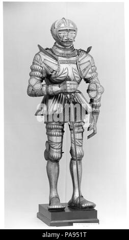 Armor. Armorer: Casco attribuito a Kolman Helmschmid (tedesco, Augsburg 1471-1532). Cultura: tedesco, Augsburg e Landshut. Dimensioni: casco (04.3.286a); H. 12 a. (30,5 cm); W. 9 3/4 in. (24,8 cm); D. 13 a. (33 cm); Wt. 4 lb. 12 oz. (2146 g). Data: ca. 1515 e versioni successive. Museo: Metropolitan Museum of Art di New York, Stati Uniti d'America. Foto Stock