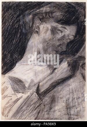 Giovane donna lettura (Ines). Artista: Umberto Boccioni (italiano, Reggio 1882-1916 Sorte). Dimensioni: 18 3/8 x 13 1/8 in. (46,7 x 33,3 cm). Data: 1909-10. Museo: Metropolitan Museum of Art di New York, Stati Uniti d'America. Foto Stock