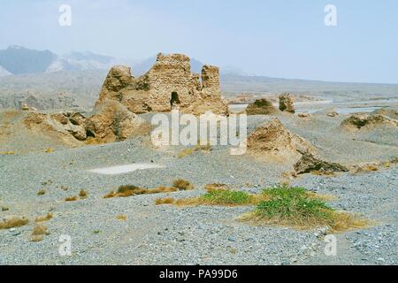 Edifici principali in Subash rovine buddista, antica strada di seta, Kuqa, Xinjiang, Cina Foto Stock